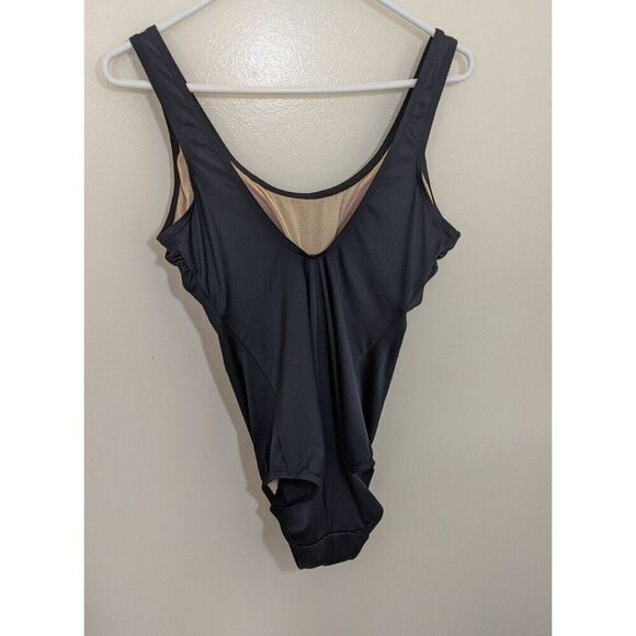 L.L. Bean Black Beansport Tanksuit One Piece Swimsuit Lined UPF 50+ Size 14 Reg - Picture 4 of 11